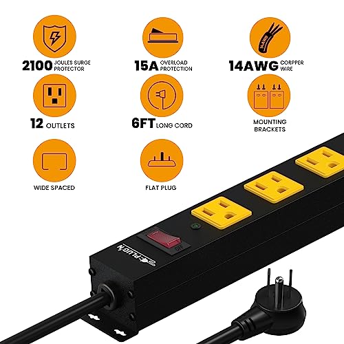 12 Outlet Long Power Strip, 2100 Joules Surge Protector - Image 3