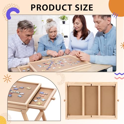 Small Puzzle Board with Legs, Natural, 16.5 x 13 Inch, Wood - Image 7