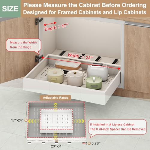 Pull Out Cabinet Organizer,23"-31"W,17"-24"D,Expandable,Adhesive - Image 3
