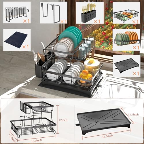 Godboat 2-Tier Dish Drying Rack - Dish Rack with Auto - Image 5