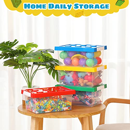Vicenpal 4 Pack Toy Storage Containers with Lids Brick Shaped - Image 5