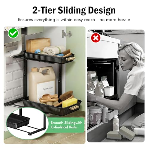 ARSTPEOE Under Sink Organizer - 2 Packs Multi-Purpose Pull-Out - Image 5