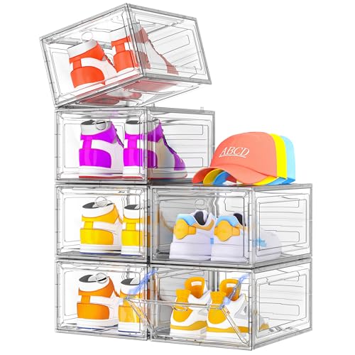 Sturdy Clear Shoe Organizer with Magnetic Door, Stackable Shoe - Image 2