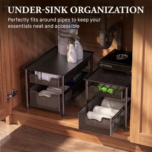 Simple Houseware Stackable 2 Tier Sliding Basket Organizer - Image 7