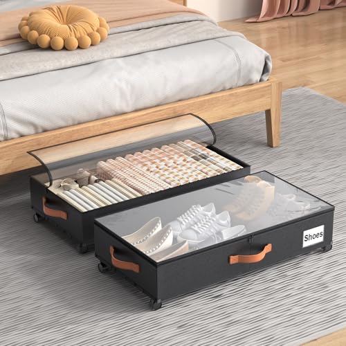 Under Bed Storage Containers with Wheels Large Underbed Shoes - Image 2