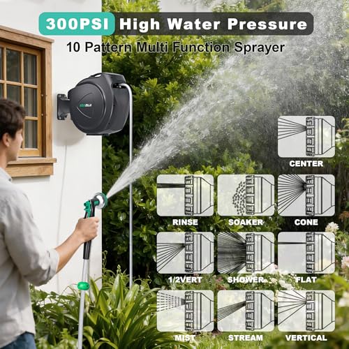 Retractable Garden Hose Reel, 100Ft x 1/2" Durable Wall Mounted - Image 7