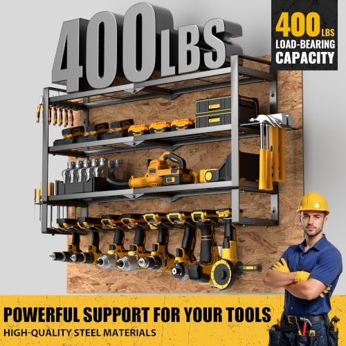 Large Power Tool Organizer Wall Mount for Garage, 4-Tier - Image 6