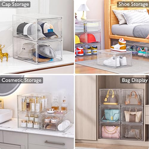 Sturdy Clear Shoe Organizer with Magnetic Door, Stackable Shoe - Image 6