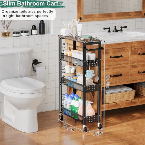Laundry Room Slim Rolling Cart with Wheels for Between Washer - Image 5