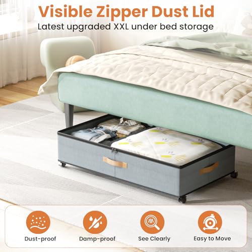 Storage Box,Under Bed Storage with Wheels 72L XXL Under the Bed - Image 5