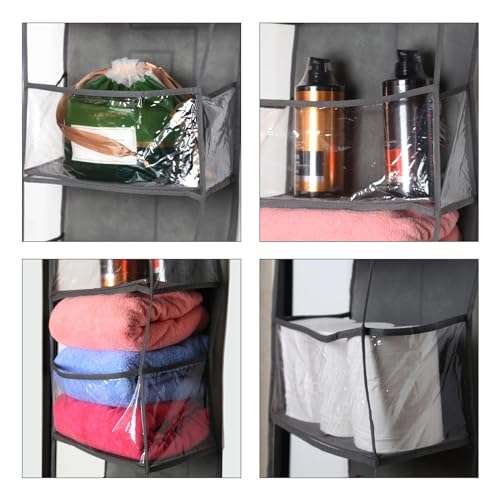 4-Shelf Over the Door Storage Hanging Closet Organizer (Grey) - Image 7