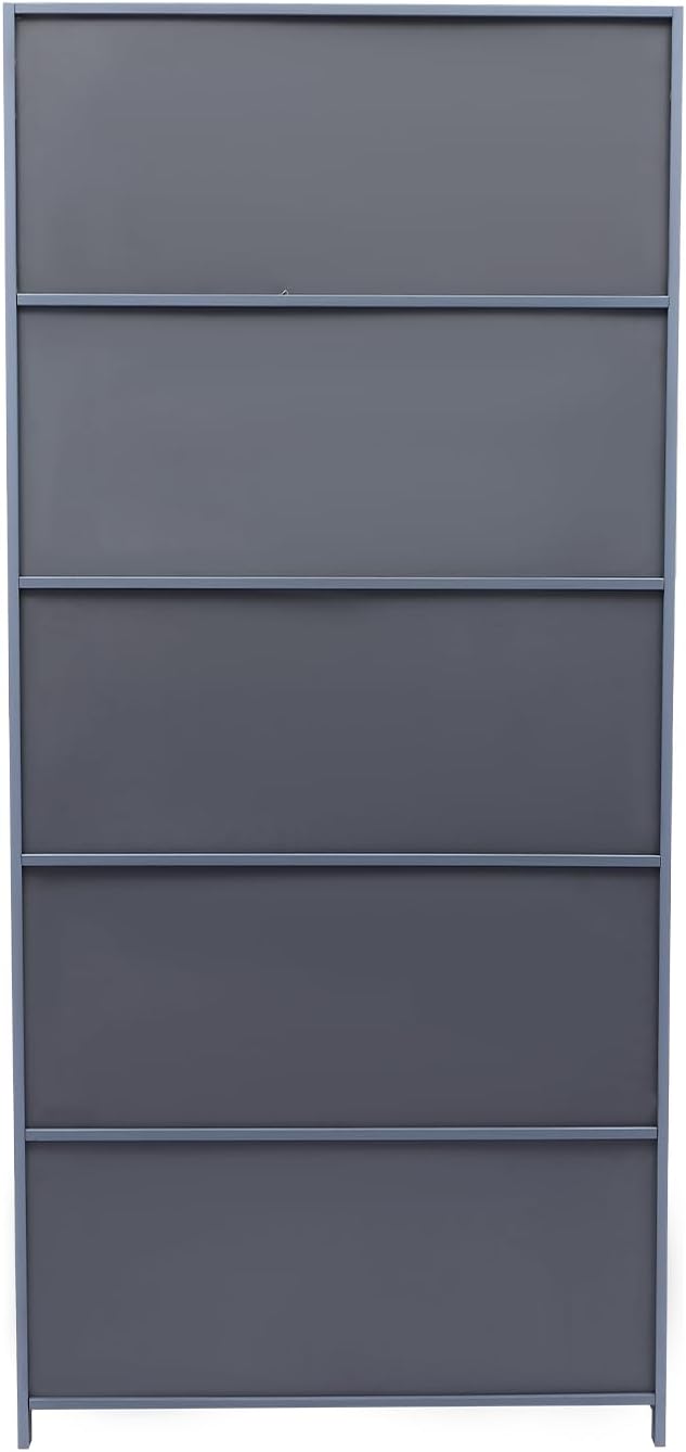 10 Tiers Shoe Rack, Bamboo Shoe Cabinet with Flip Doors Freestanding Shoe Shelf Storage Organizer for Closet, 40-45 Pairs Large Capacity Shoe Storage Cabinet for Closet, Hallway (Grayish Blue)