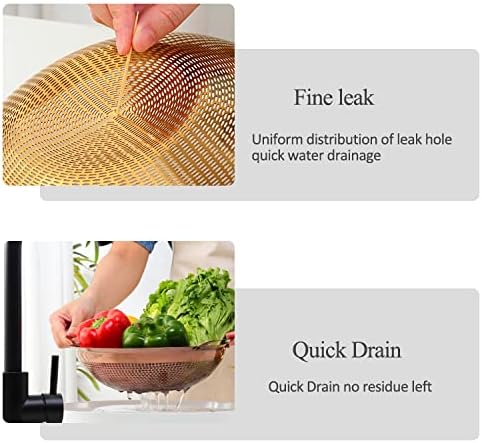 Stainless Steel Colander With Handle and Legs Drain Basket for Pasta, Spaghetti, Berry, Veggies, Fruits, Noodles, Salads, Fruit Colander Strainer Metal Rice Sieve Kitchen Utensils-Red