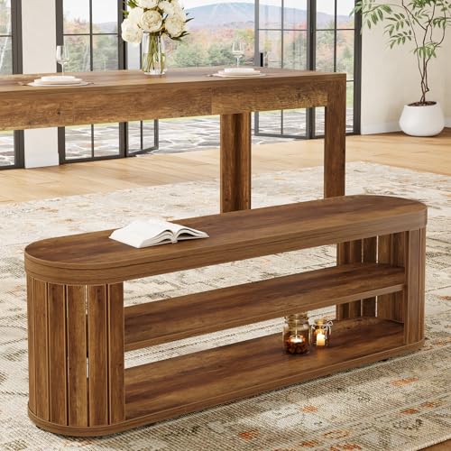 Tribesigns 47.2" Wooden Entryway Bench with 2-Tier Shoe - Image 7
