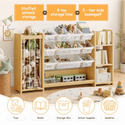 3-in-1 Montessori Toy Organizer with Bookshelf, 9 Clear - Image 6