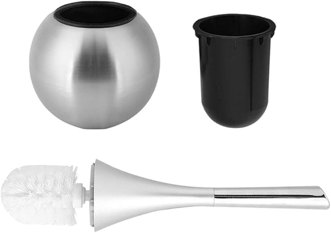 Toilet Brush and Holder Set, Stainless Steel Bathroom Bowl Brush Kit for and Scrubbing Bathroom Floors (Silver)
