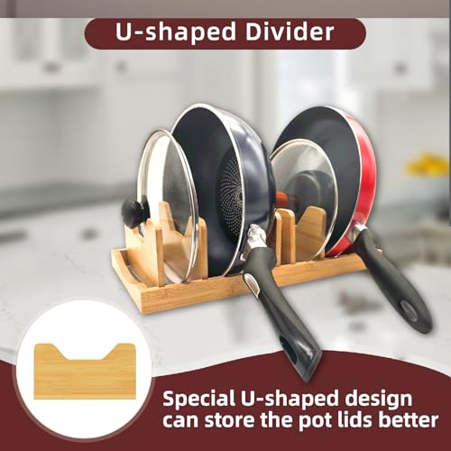 Bamboo Pot Lid Organizer for Cabinet & Kitchen Counter, Pan Lid - Image 7