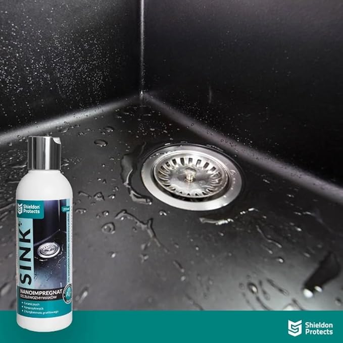 Shieldon Sink Care Kit – Cleaner & Nano Sealer for Granite Composite, Ceramic & Natural Stone Sinks – Restores Shine, Repels Stains, Grease & Hard Water – 2 Sponges & Microfiber Cloth