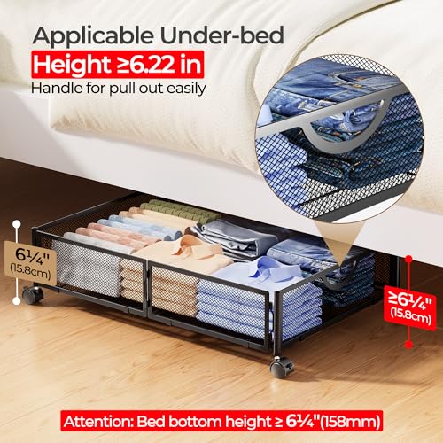 Yecaye Under Bed Storage with Wheels, 4 Pack Under Bed - Image 5