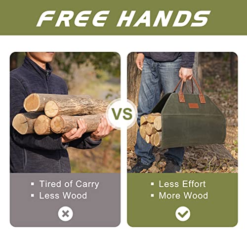 GOOD GAIN Firewood Carrier With Handle,36x18.5in Canvs Log - Image 6