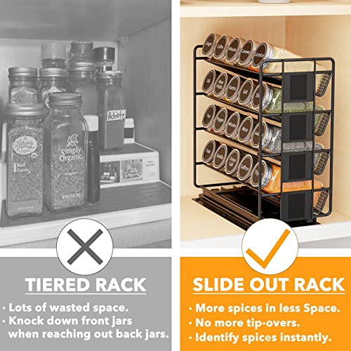 SpaceAid Pull Out Spice Rack Organizer with 20 Jars, Heavy - Image 4