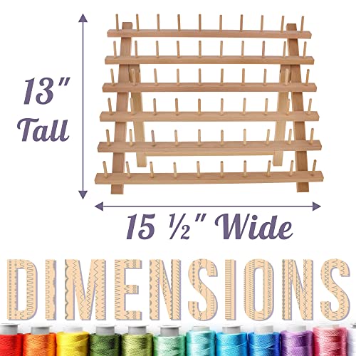 US Art Supply Premium 60-Spool Thread Holder: Wooden Sewing & - Image 4