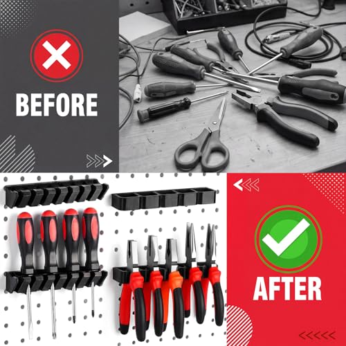 6 Pcs Pegboard Screwdriver Holder and Pliers Organizer Set, Black - Image 6
