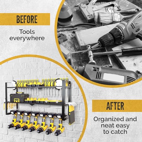 3 Shelf 7 Drill Holder Power Tool Organizer Wall Mount - Image 5
