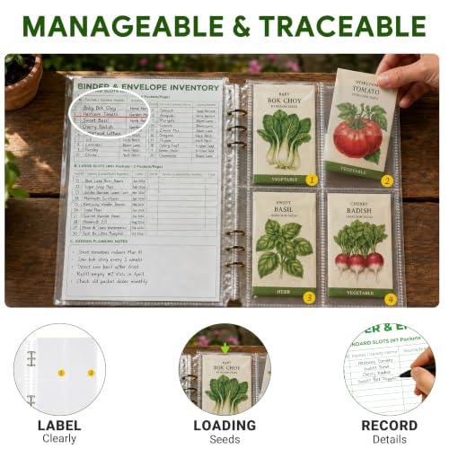 Volitaous 60-Slot Seed Storage Organizer Box with Seed Binder - Image 4