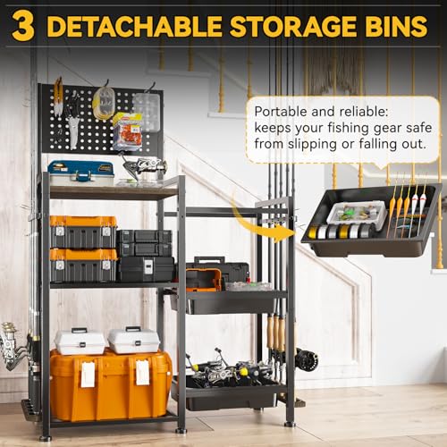 Fishing Rod Holders for Garage, 3 Storage Boxes for Reels - Image 4