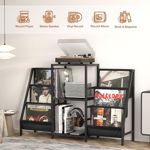 Record Player Stand with Vinyl Storage, Record Player - Image 5