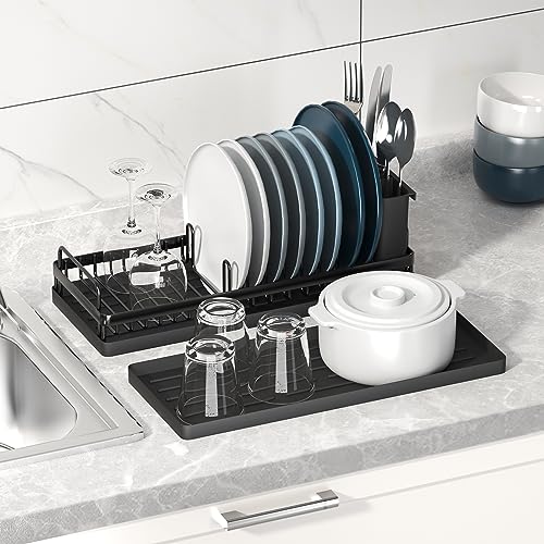 CHLORYARD Small Dish Drying Rack, Compact Sink Dish Drainer Plate - Image 3