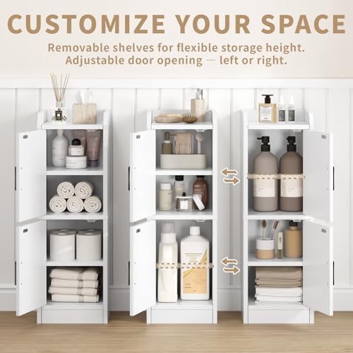 Narrow Bathroom Storage Cabinet with 2 Doors and Shelves, 9.8" W - Image 4