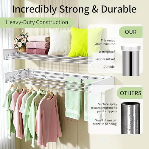 Wall Mounted Clothes Drying Rack Foldable 23.6" Laundry - Image 5