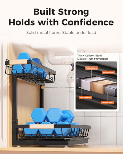 Sevenblue 3-Pack 2-Tier Height Adjustable Under Sink | Under Sink Stor - Image 7