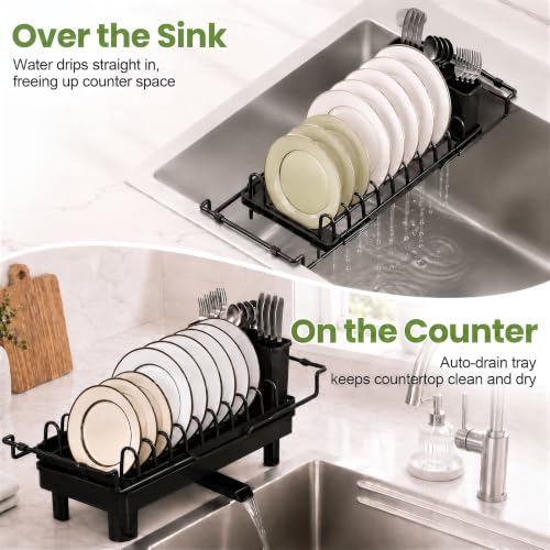 Over Sink Dish Drying Rack - Expandable 14"-22" Small Dish - Image 4