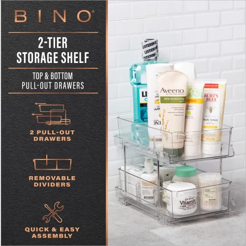 BINO 2 Tier Clear Storage Organizer with Dividers | Slide Out - Image 4