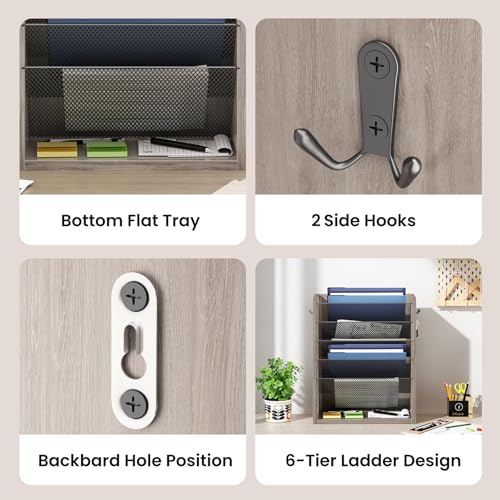 Mail Organizer Wall Mounted, 6-Slot Hanging File Organizer - Image 7