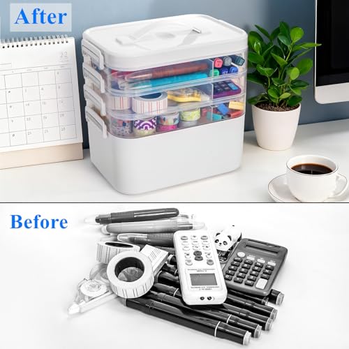 Tebery 4 Tier Plastic Craft Storage Organizer, Clear - Image 7