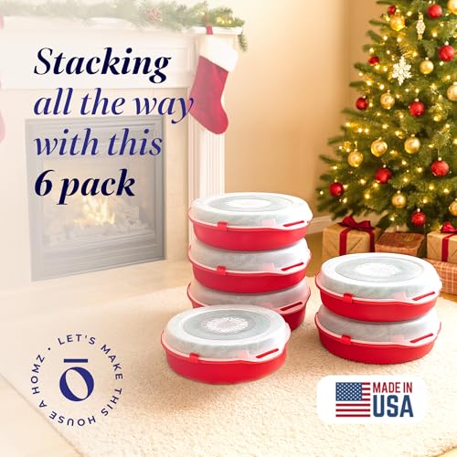 HOMZ Holiday Storage 24" Clear Plastic Wreath Container, Red - Image 5