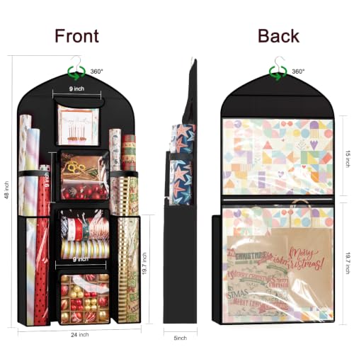 Hanging Wrapping Paper Organizer Storage, Over Door Gift - Image 4