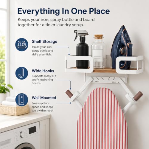 Ironing Board Holder Wall Mount, T&Y‑Shaped Wall Hanger - Image 5