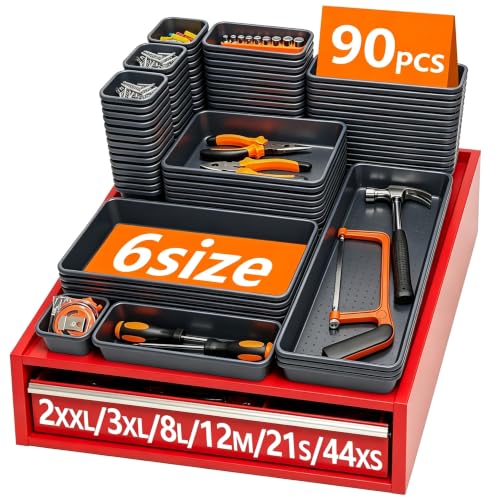 [6 SIZE & 90 PCS] Tool Box Organizer Tray, Tool Desk Drawer - Image 2