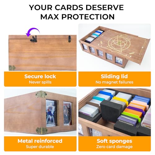Wooden Trading Card Storage Box, 5-Row Bulk Storage Case - Image 7