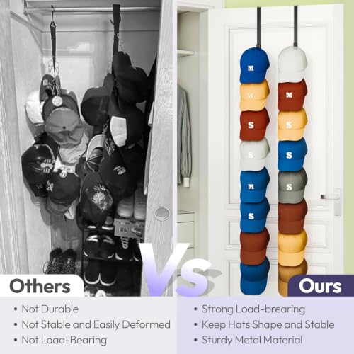 Over Door Hat Organizer - 2 Packs Metal Wall Mounted Hat - Image 5