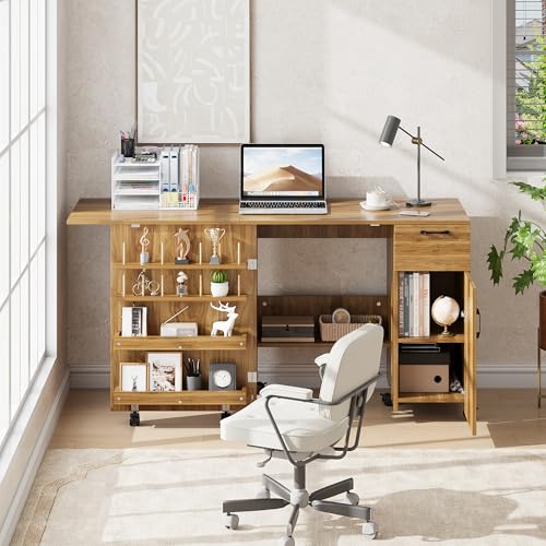 Sewing Table Folding – Storage Shelves Sliding Drawer - Image 8