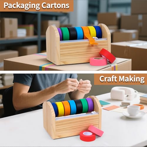 Kids Masking Tape Dispenser, Wooden Multi Roll Craft Tape - Image 7