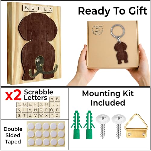 Beagle Dog Leash Holder Wall Mount with Scrabble Letters - Image 5