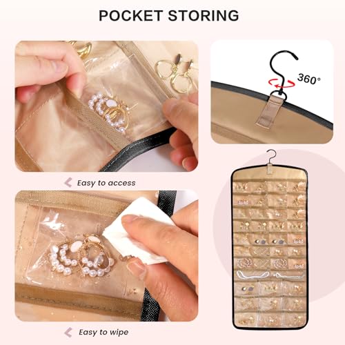 Hanging Jewelry Organizer Doubled-sided with Pockets & - Image 4