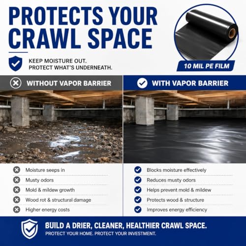 10'x100' Black Crawl Space Vapor Barrier - Image 7